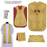 Fiddleback Chasubles - Yellow Gold Chasuble & Low Mass Set - Sacred Heart of Jesus
