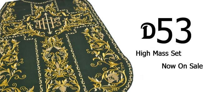 Richly Embroidered Roman Chasuble (Latin Rite) - High Mass Sets - Roman Chasuble, Daomatic, Tunicle, Cope & Veil Set