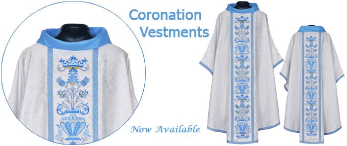 Coronation Gothic Chasubles - Fully embroidered Chasubles with Coronation Designs