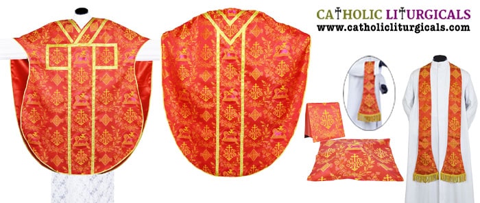 St Philip Neri Chasubles - Philip Neri Style Gothic Chasuble Sets in Ecclesiastical Fabric