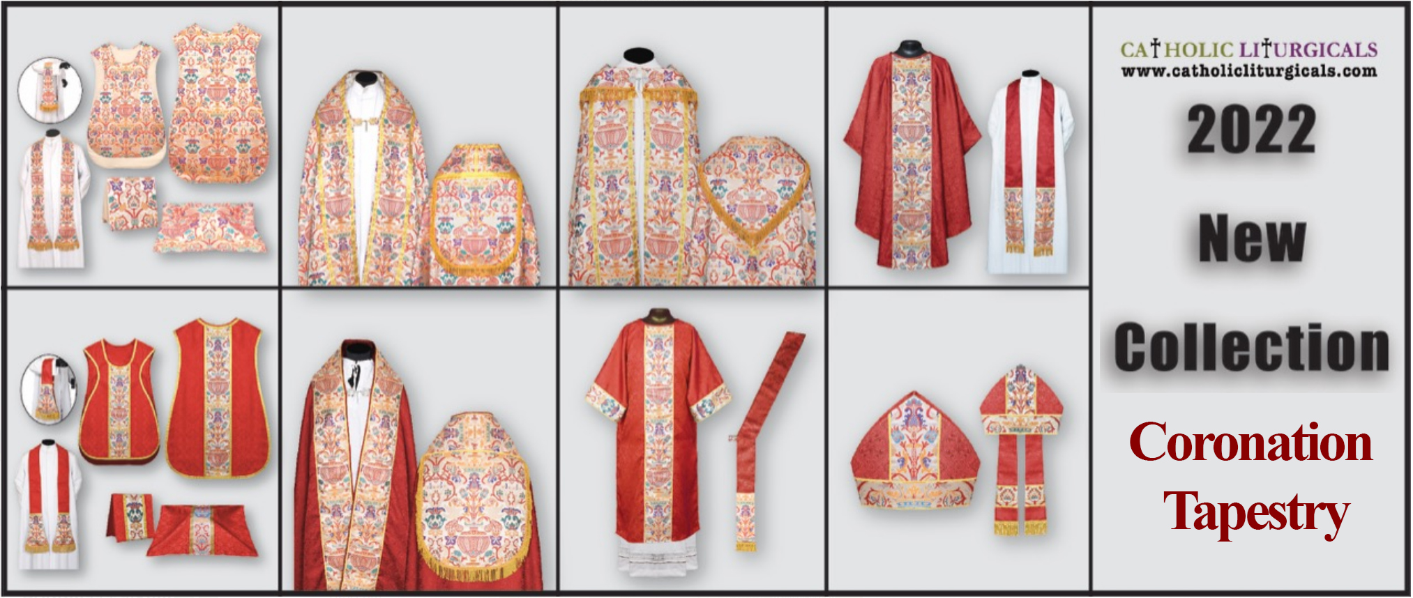 Coronation Tapestry Vestments - Chasubles, Copes, Dalmatics, Tunicles, Stoles - with Coronation Tapestry Fabric