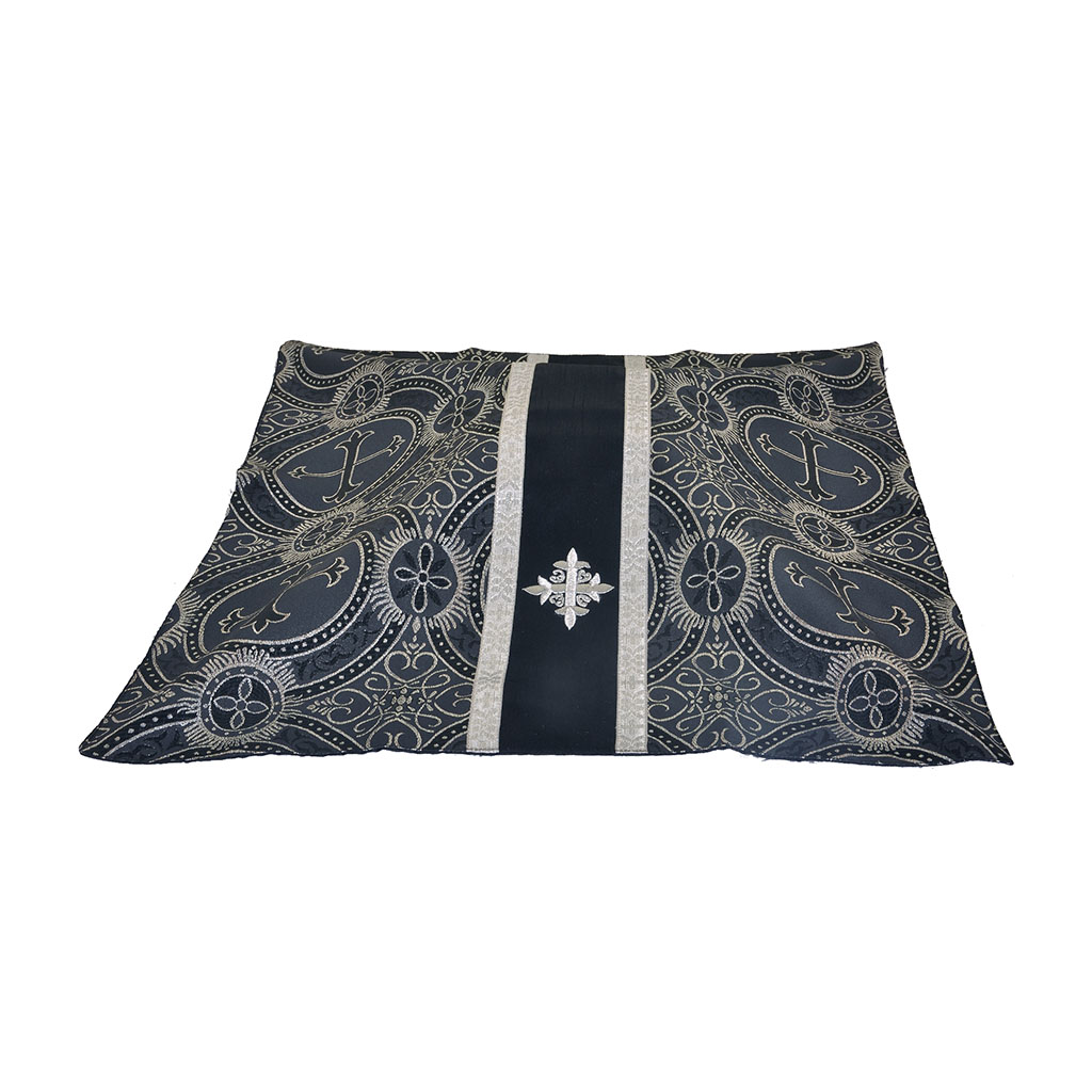 Lenten Offers Black Chalice Veil with Cross Embroidery
