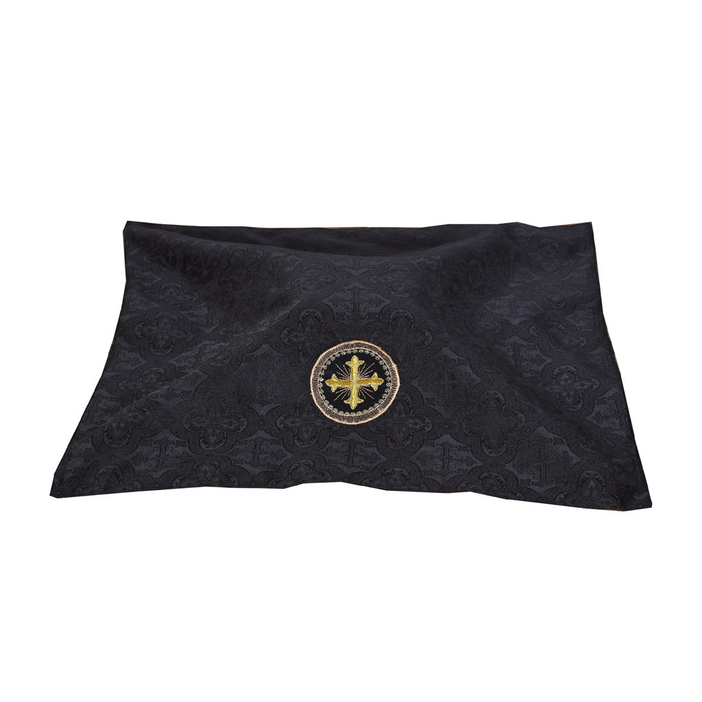 Lenten Offers Black Chalice Veil - Cross Embroidery