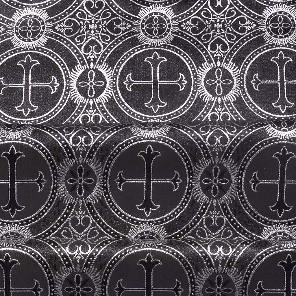 Fabrics Cross Designed Brocade Fabric: Black & Silver