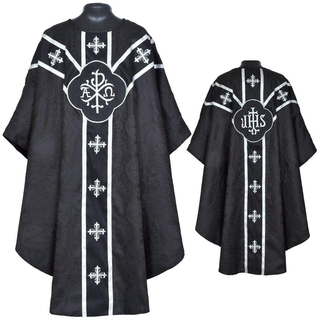Gothic Chasubles Black Gothic Vestment & Stole Set