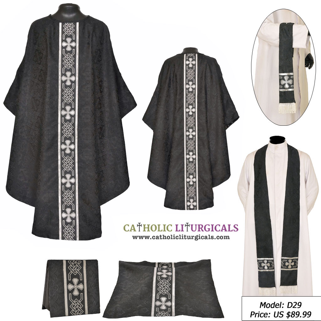 Gothic Chasubles MAA : Black Gothic Vestment & Mass Set