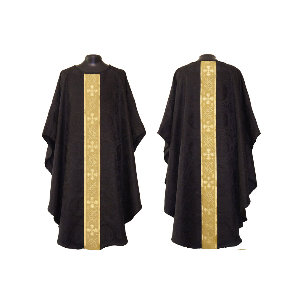 Gothic Chasubles M0A: Black Gothic Vestment & Stole Set