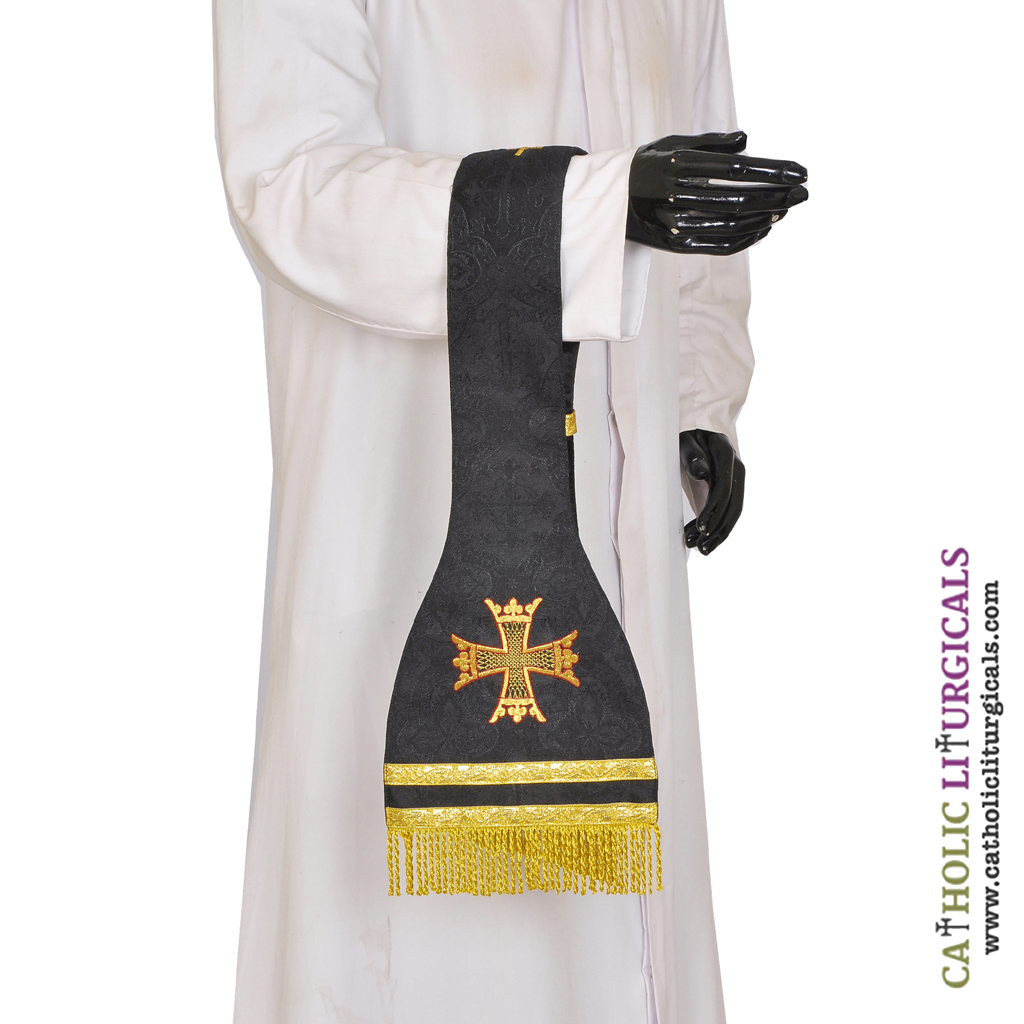 Priest Maniples Black Maniple Cross Embroidered