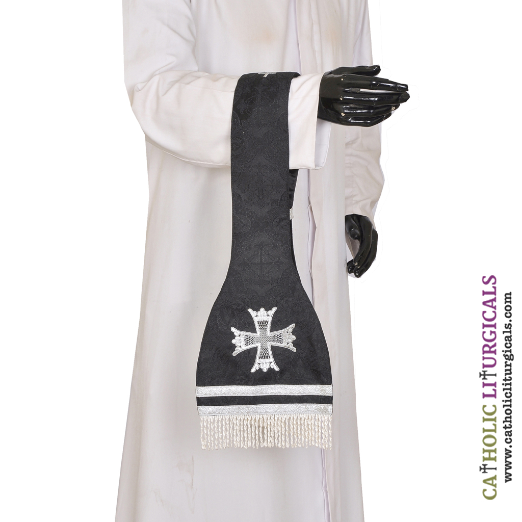 Priest Maniples Black Maniple Cross Embroidered