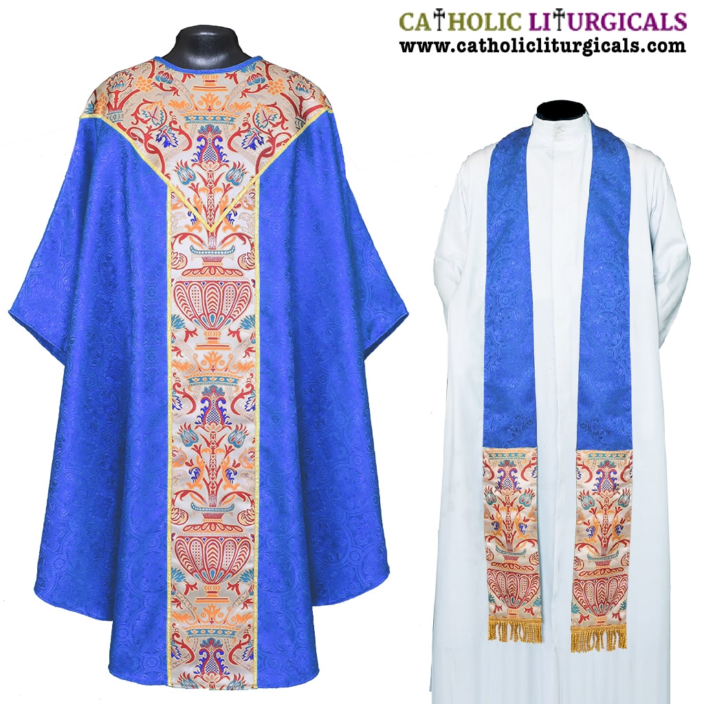 Gothic Chasubles Dark Blue Gothic Chasuble with Coronation Tapestry