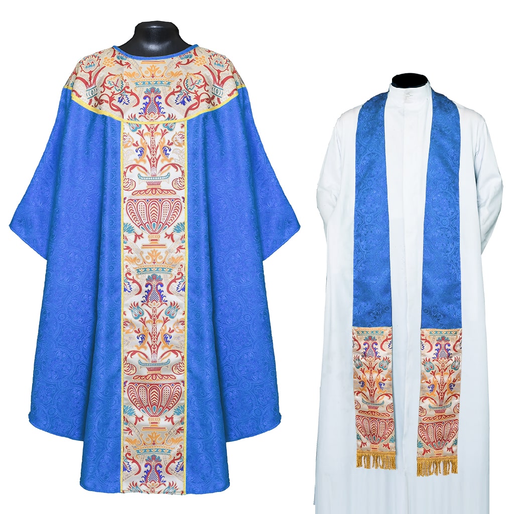 Gothic Chasubles Dark Blue Gothic Chasuble with Coronation Tapestry
