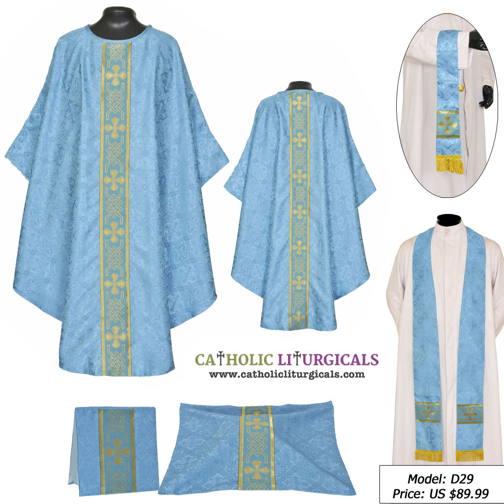 Gothic Chasubles MAA : Marian Blue Gothic Vestment & Mass Set