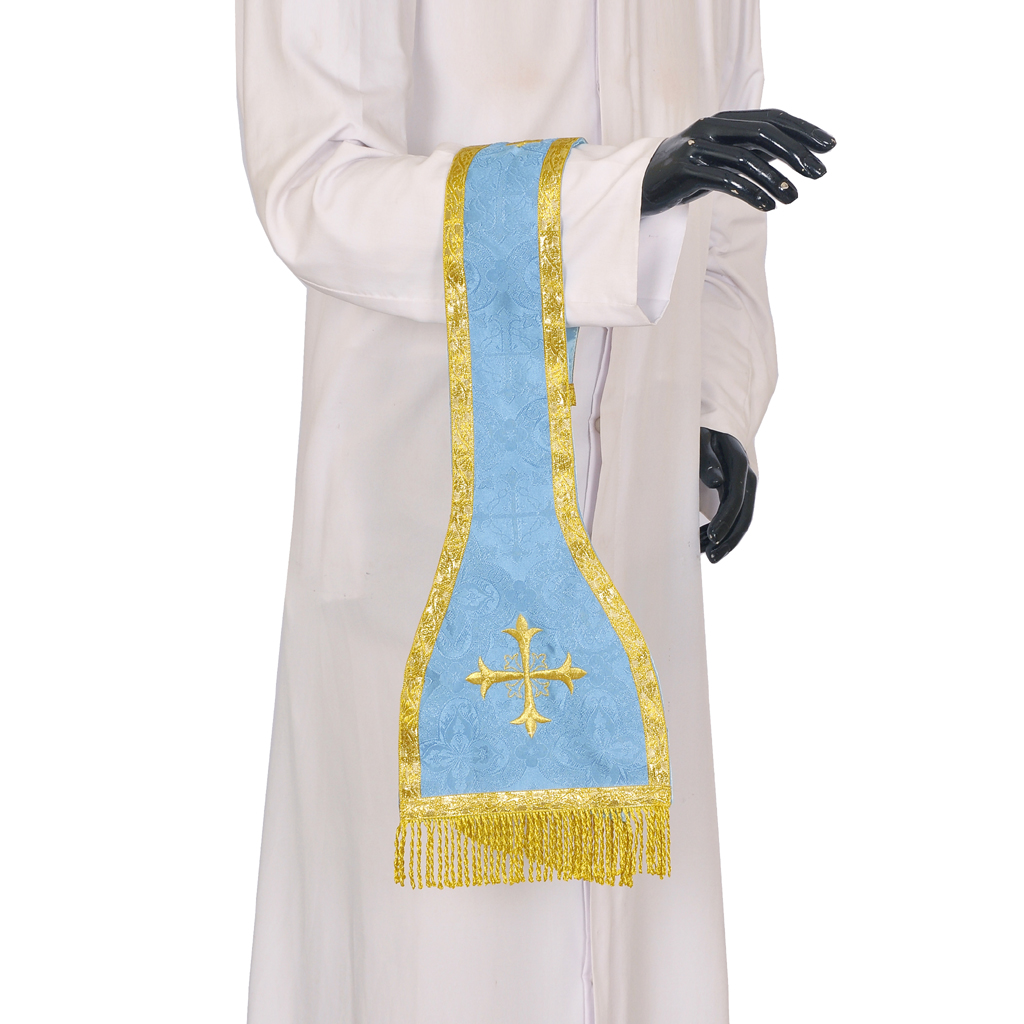 Priest Maniples Marian Blue Maniple Cross Embroidered