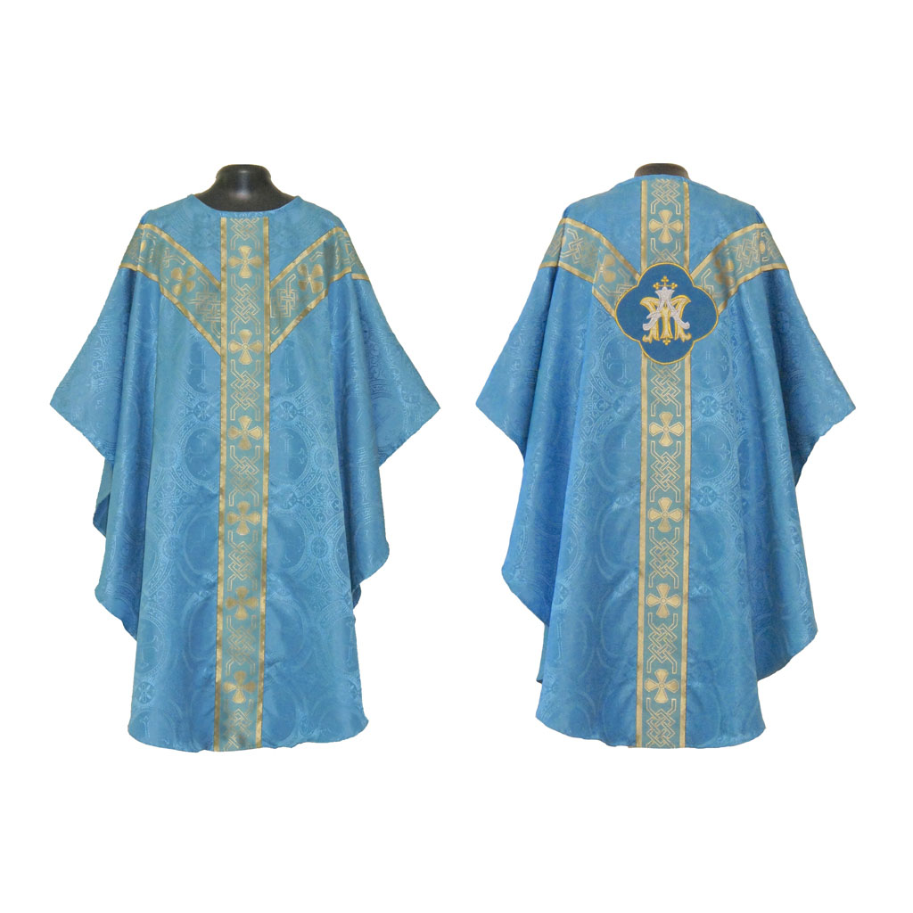 Lenten Offers MCM: Marian Blue Gothic Vestment & Stole Set AM