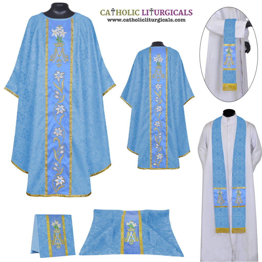 Gothic Chasubles Marian Blue Gothic Vestment & Low Mass Set