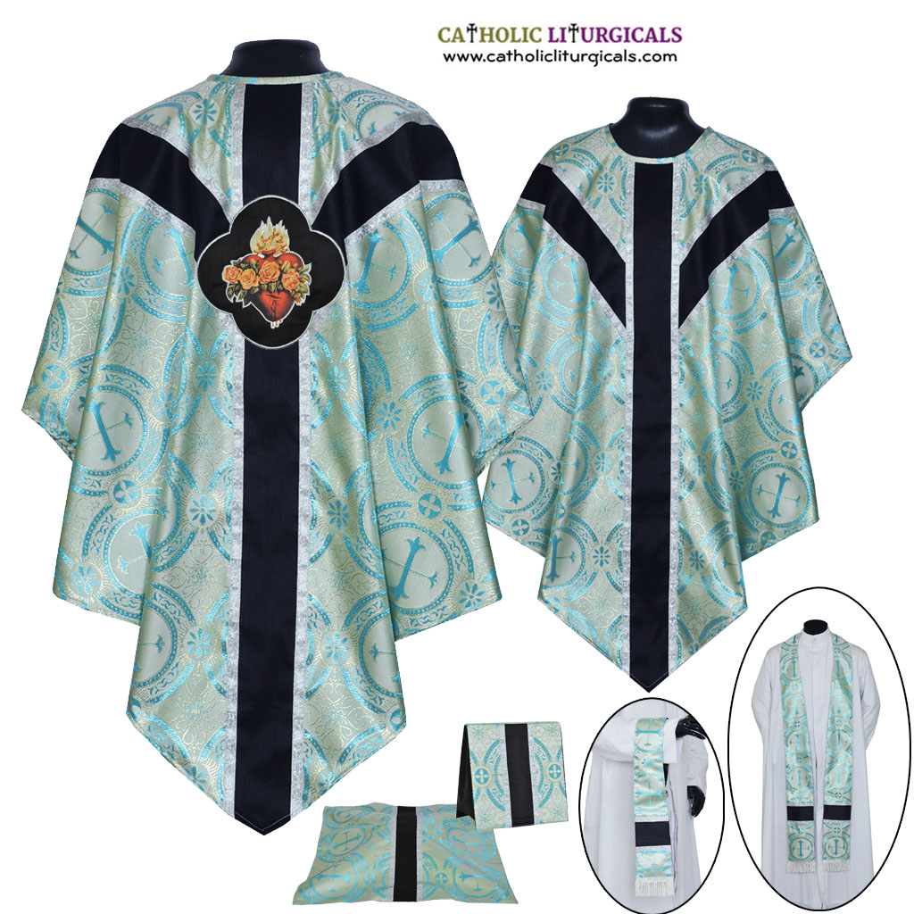 Pugin Style Chasubles Marian Blue Pugin Style Gothic Vestment & Low Mass