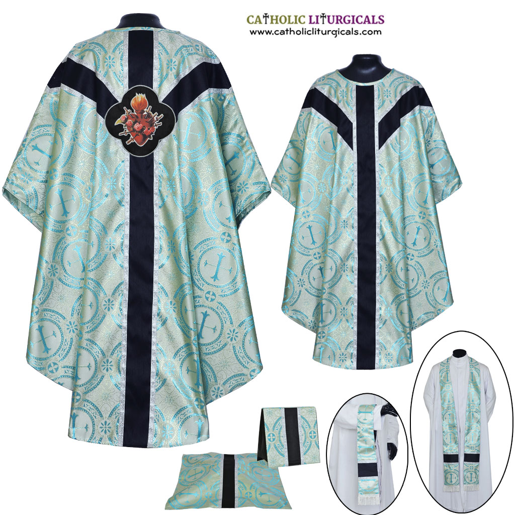 Gothic Chasubles Blue with Black Gothic Vestment & Mass Set