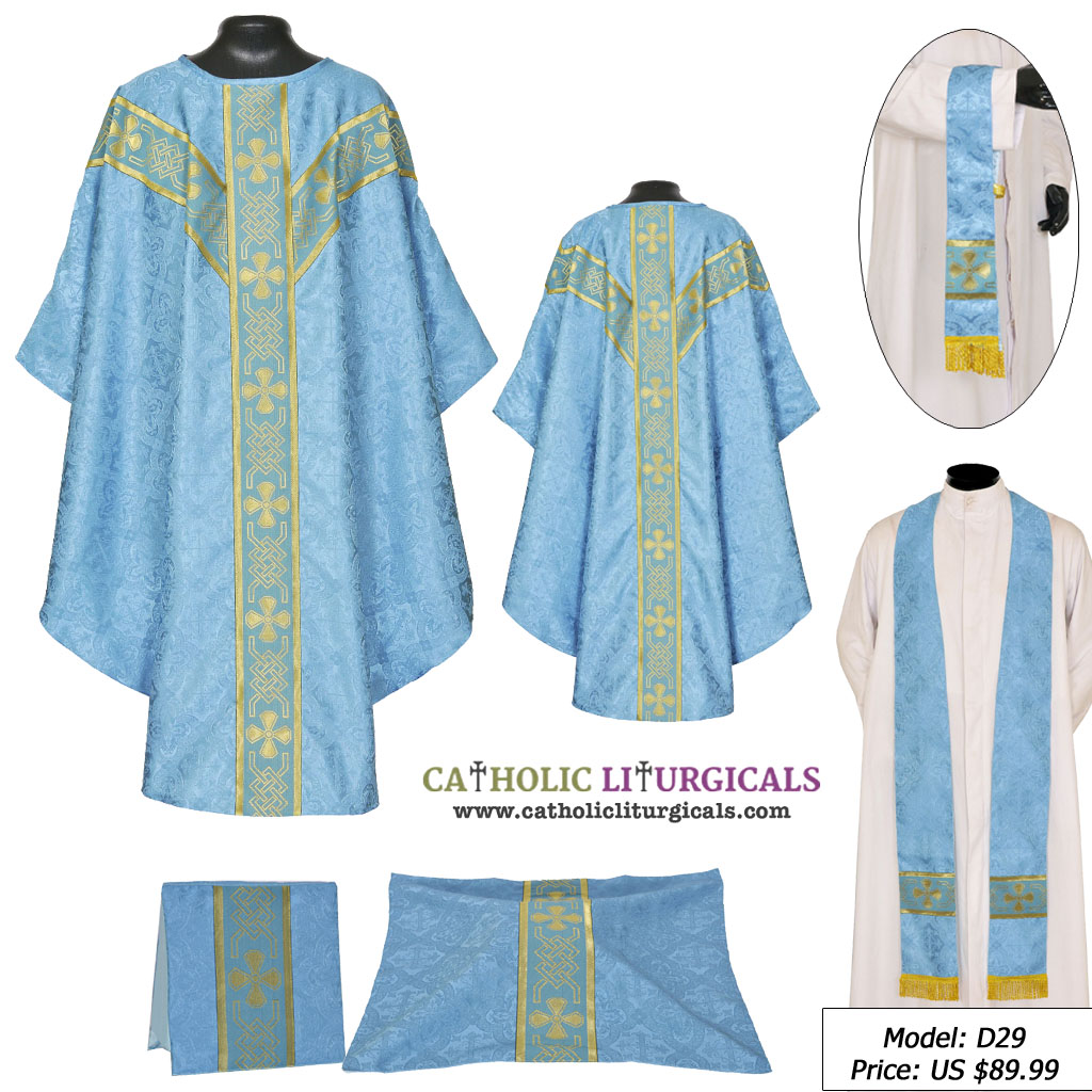 Gothic Chasubles MCC : Marian Blue Gothic Vestment & Mass Set
