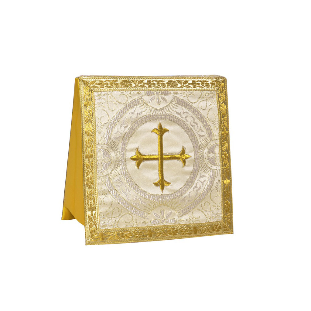 Lenten Offers Metallic White Gold Burse - Cross Embroidery