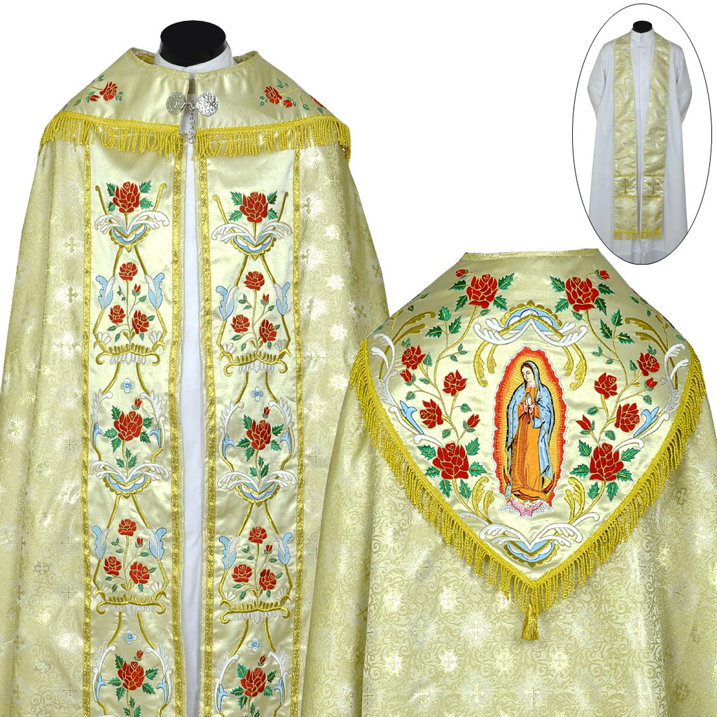 Cope Vestment Our Lady of Guadalupe Gold Cope & Stole Set