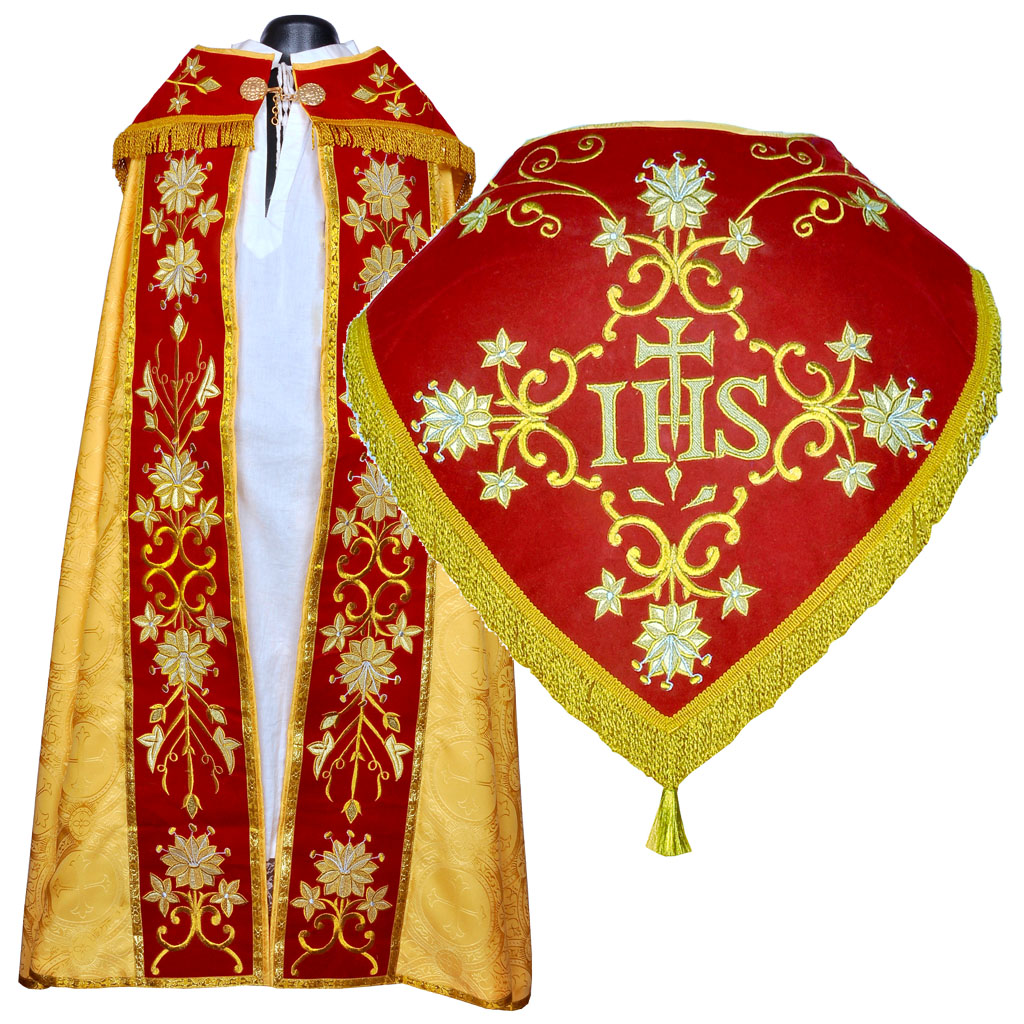 Cope Vestment Yellow Gold Cope, Humeral Veil & Stole Set