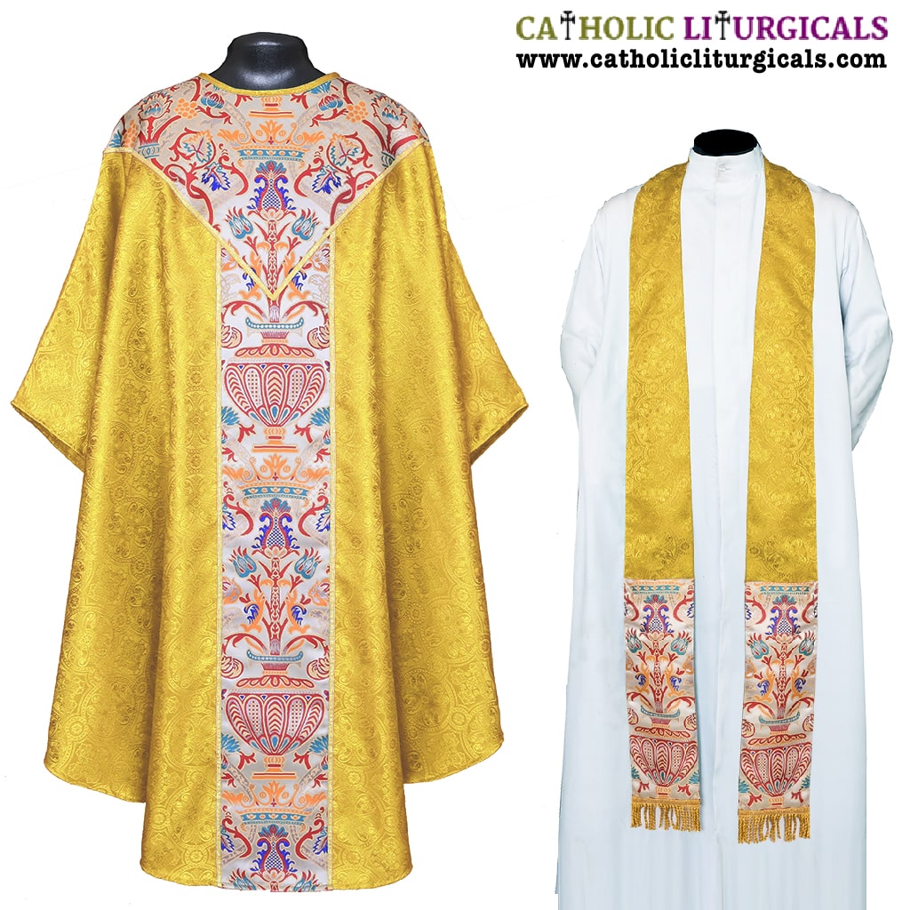 Gothic Chasubles Yellow Gothic Chasuble with Coronation Tapestry