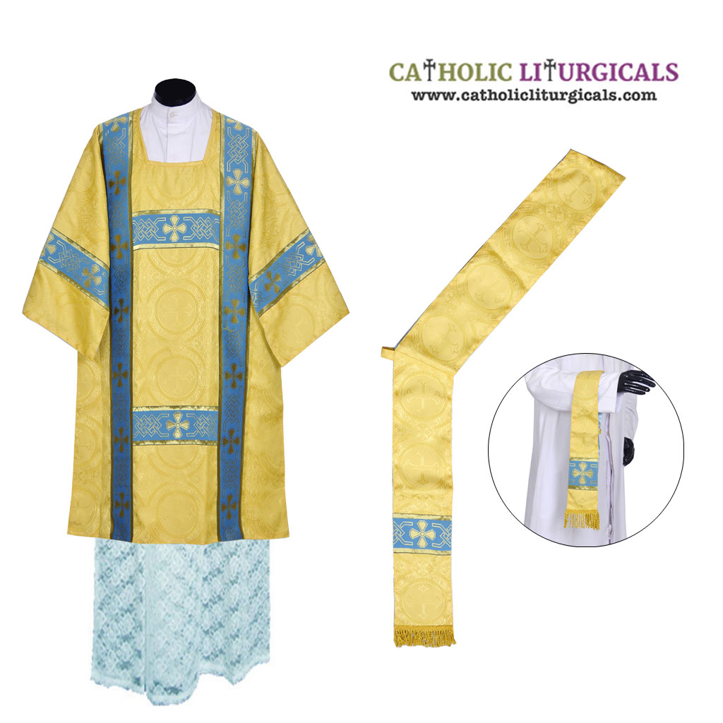 Lenten Offers Yellow Gold Marian Dalmatic Vestment & Mass Set