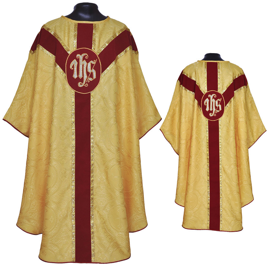 Gothic Chasubles Yellow Gold Gothic Vestment & Stole Set IHS