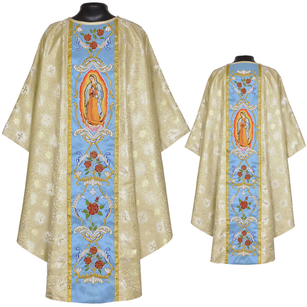 Gothic Chasubles Our Lady of Guadeloupe - Gold Vestment & Stole Set