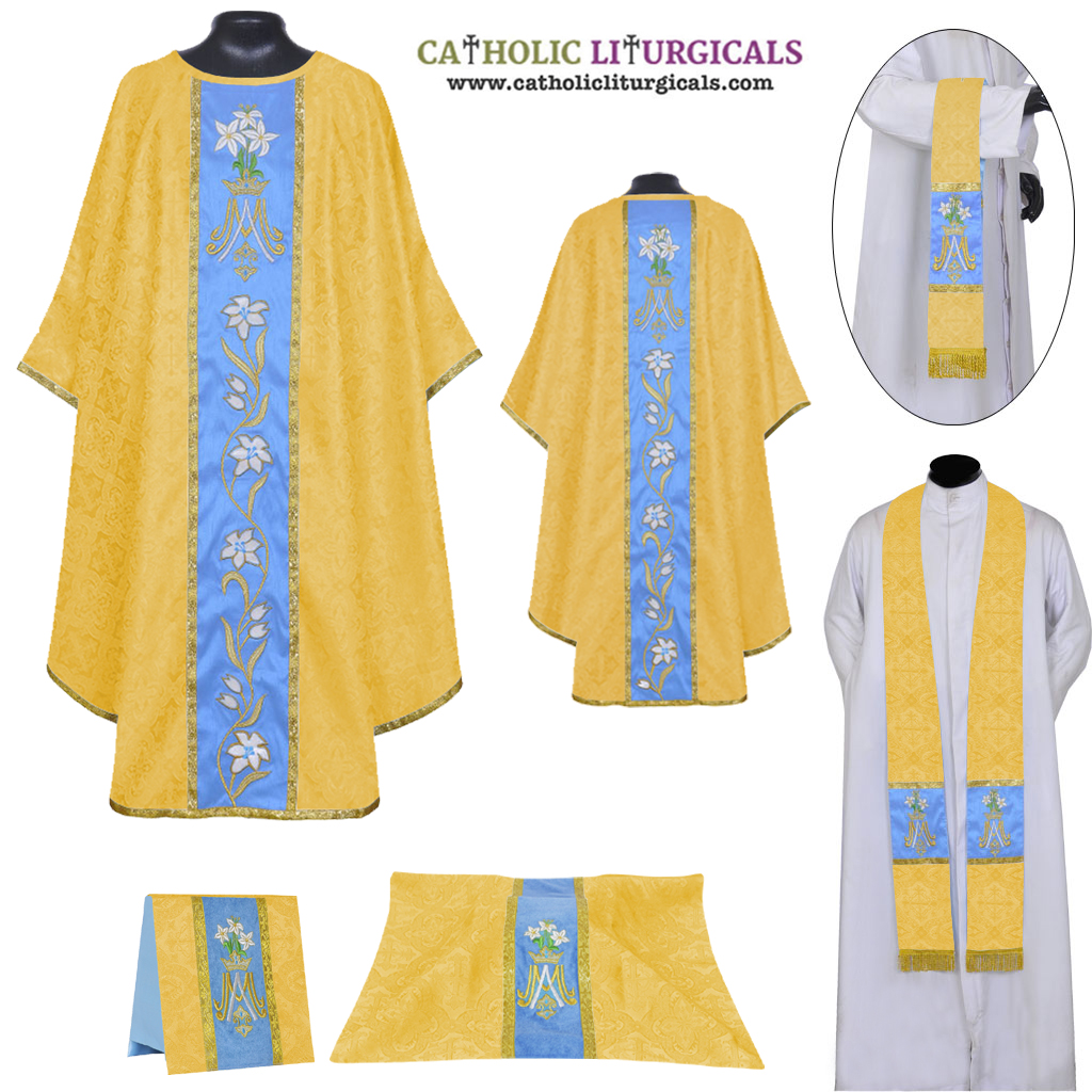 Gothic Chasubles Yellow Gothic Vestment & Low Mass Set