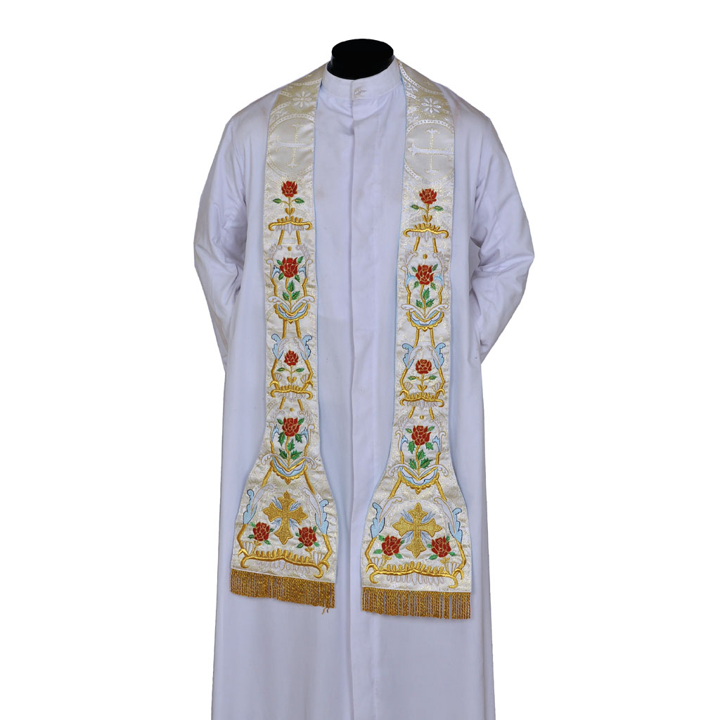 Priest Stoles Fully Embroidered Metallic Gold - Priest Stole