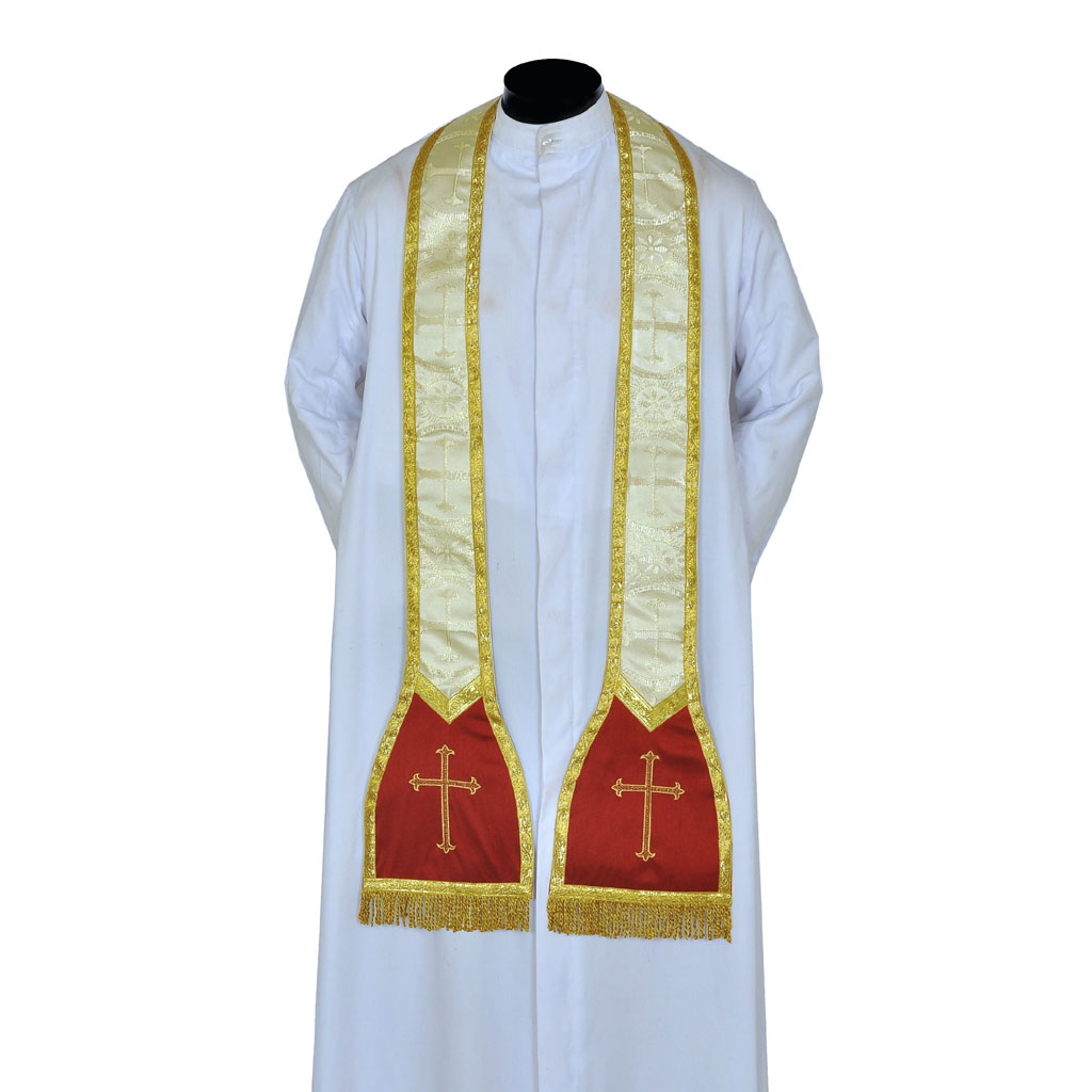 Priest Stoles Metallic Gold Priest Stole - Cross Embroidery