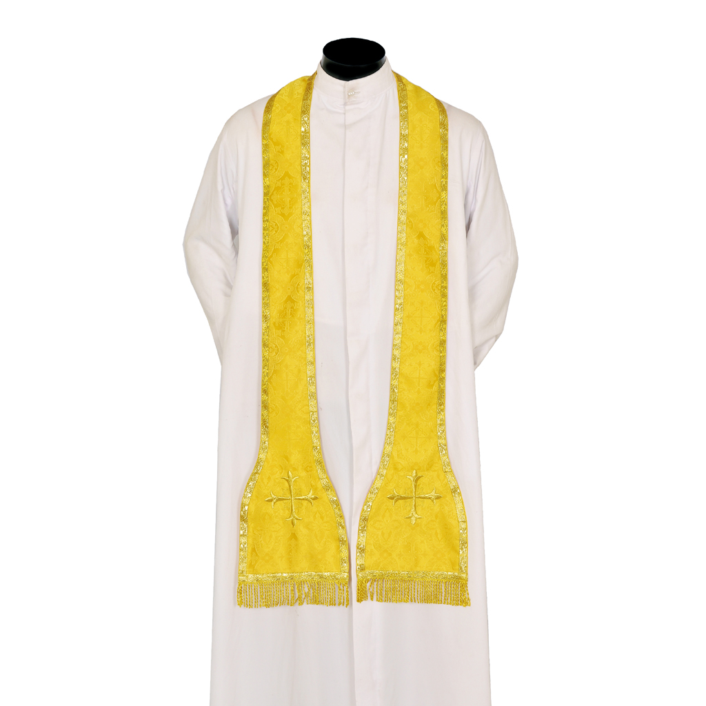 Priest Stoles Yellow Gold Priest Stole - Cross Embroidery