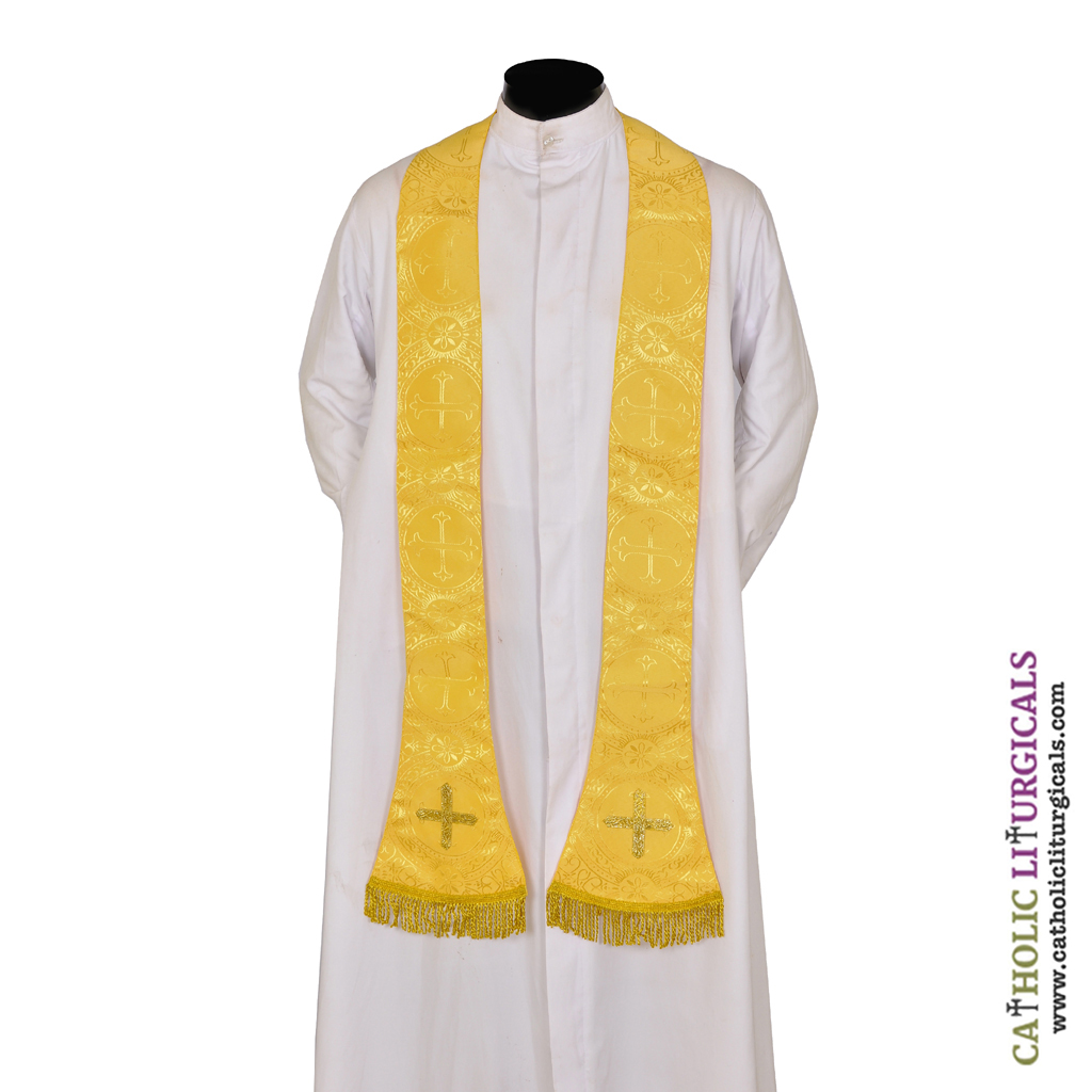 Priest Stoles Yellow Gold Priest Stole - Cross Design