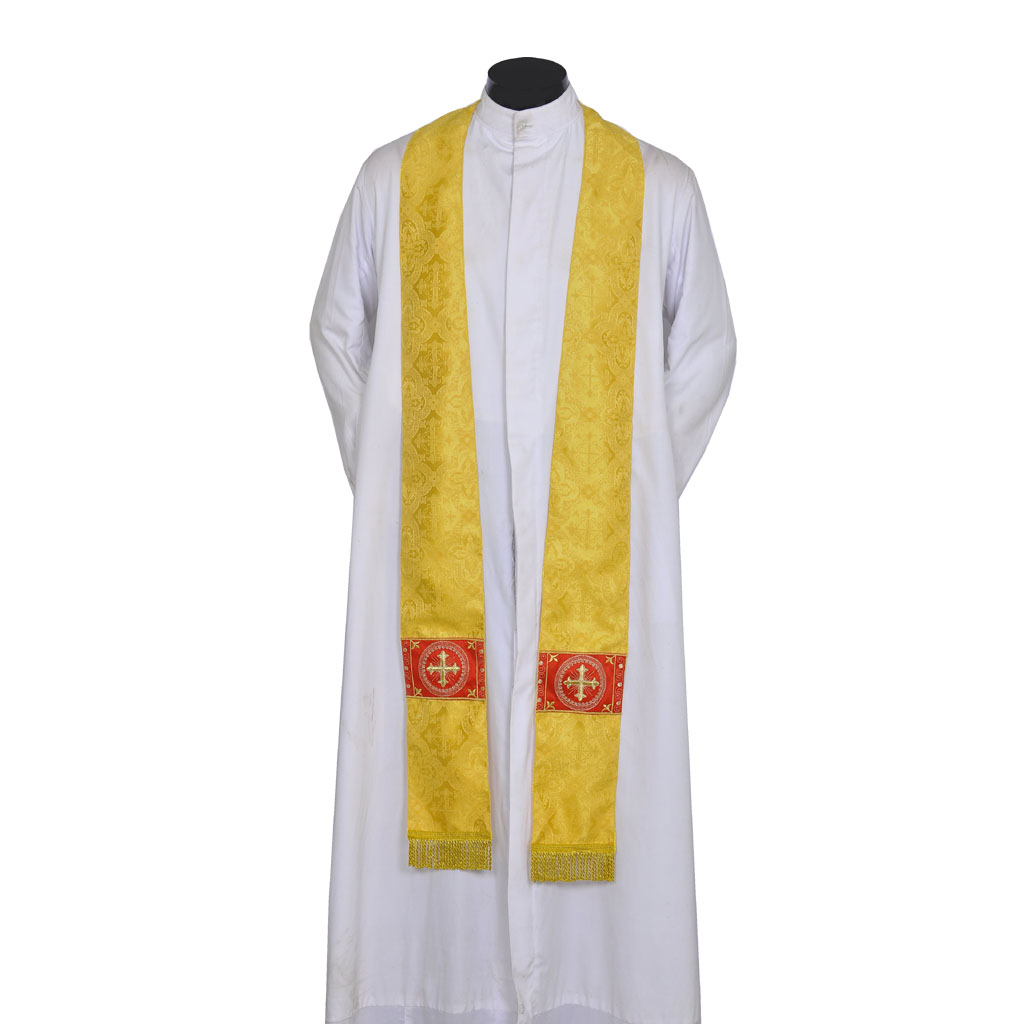 Priest Stoles Yellow - Priest Stole With Cross Embroidery