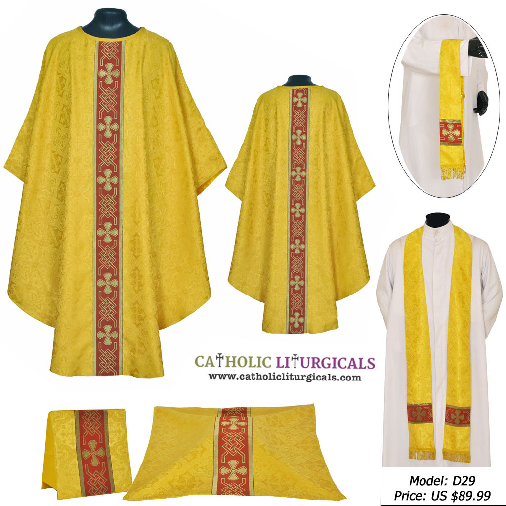Gothic Chasubles MAA : Yellow Gold Gothic Vestment & Mass Set