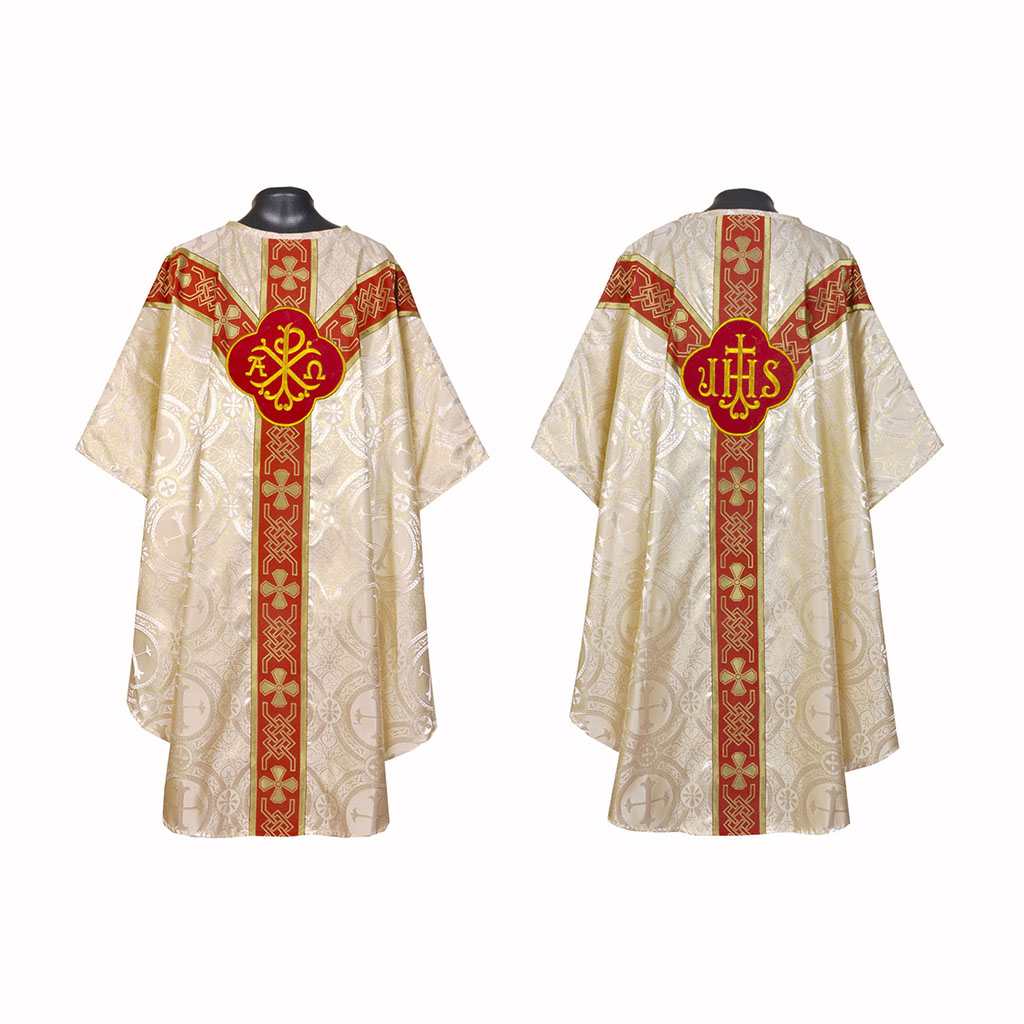Lenten Offers Metallic White Gold Gothic Vestment & Mass Set