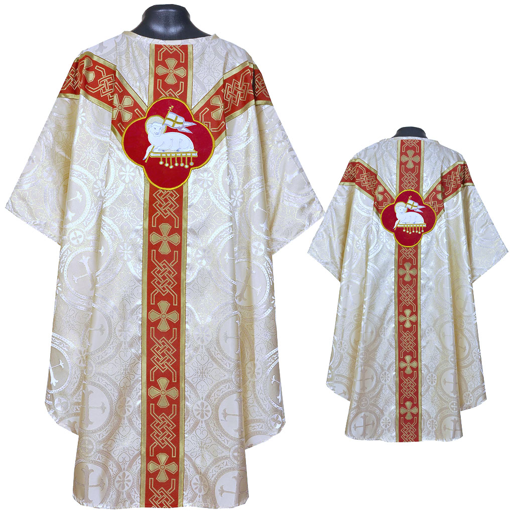 Lenten Offers White Gold Gothic Vestment & Mass Set Agnus Dei