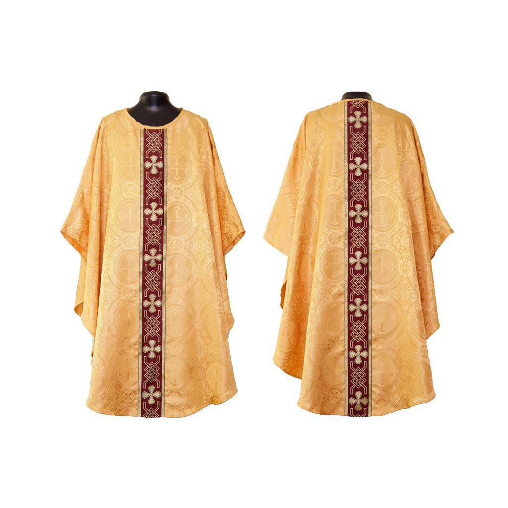 Gothic Chasubles M0A: Yellow Gold Gothic Vestment & Stole Set