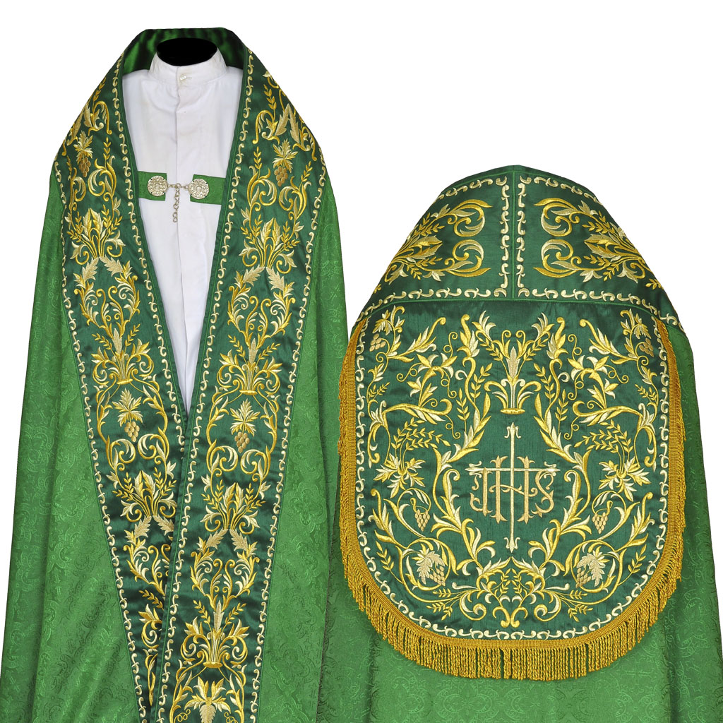 Cope Vestment Green Cope & Stole Set - Traditional Embroidery