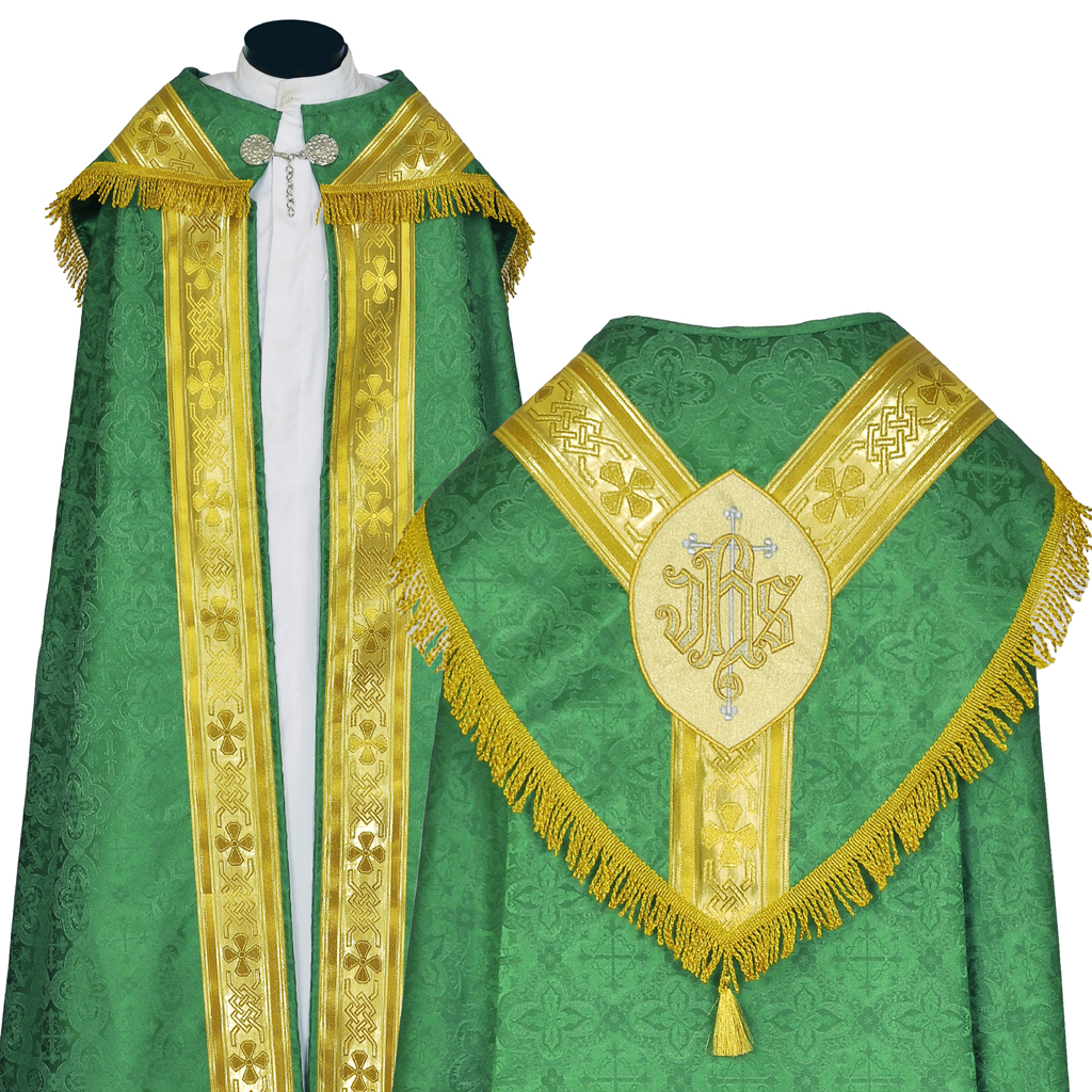 Cope Vestment Green Cope Gold Orphreys & Stole Set - IHS