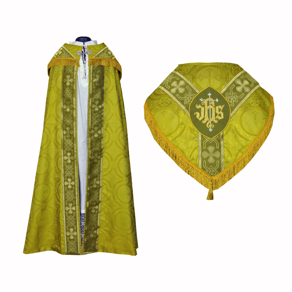 Cope Vestment Olive Green Cope & Stole Set IHS