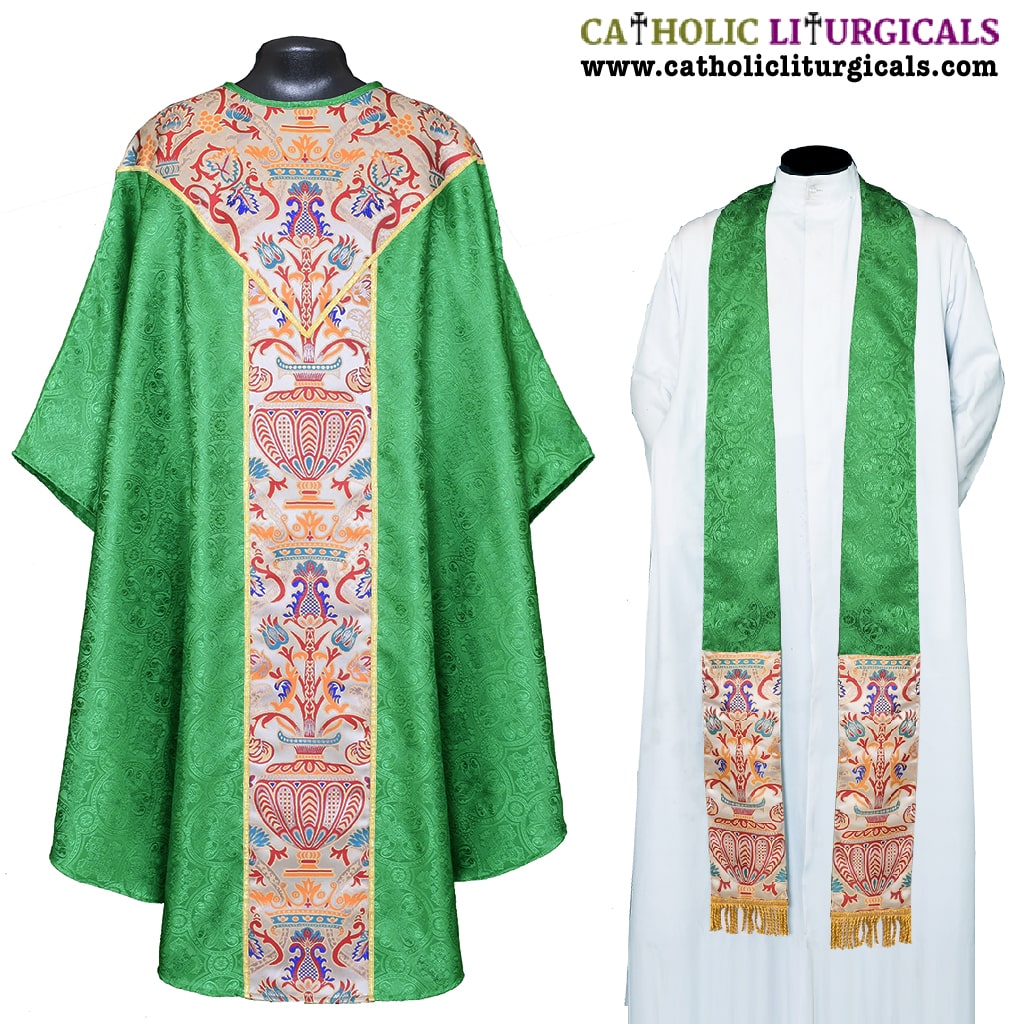 Gothic Chasubles Green Gothic Chasuble with Coronation Tapestry