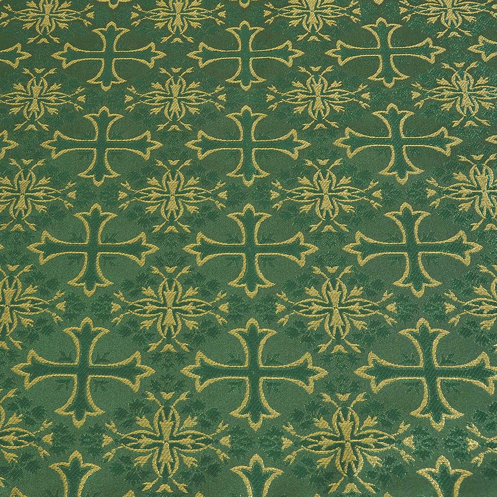 Fabrics Cross Designed Brocade Fabric : Green