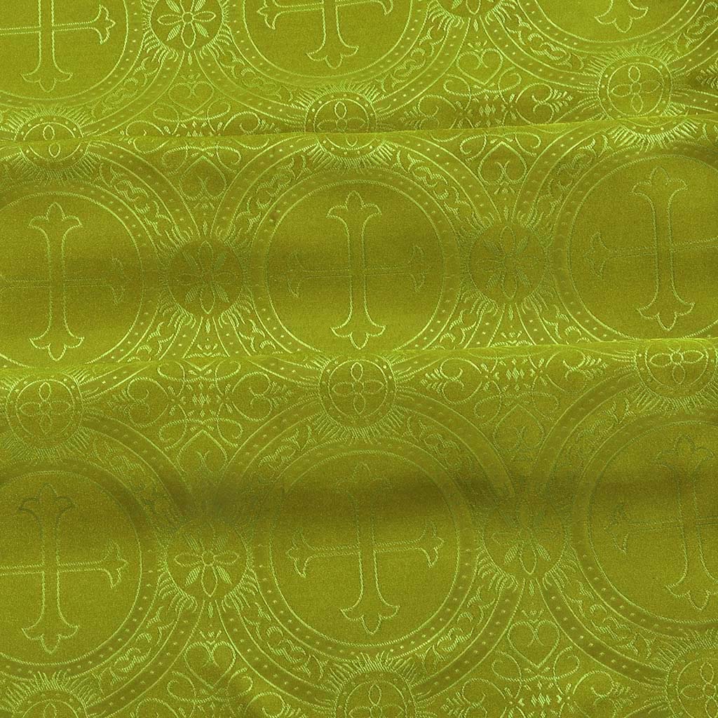 Fabrics Cross Designed Damask Fabric: Olive Green