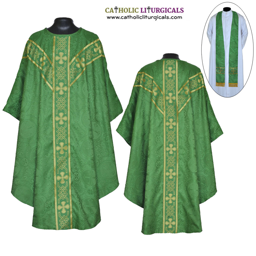 Gothic Chasubles MCC: Green Gothic Vestment & Stole Set