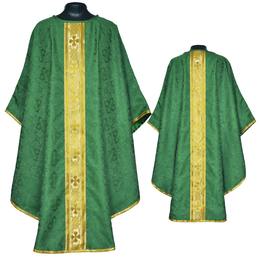 Gothic Chasubles M0A : Green Gothic Vestment & Stole Set