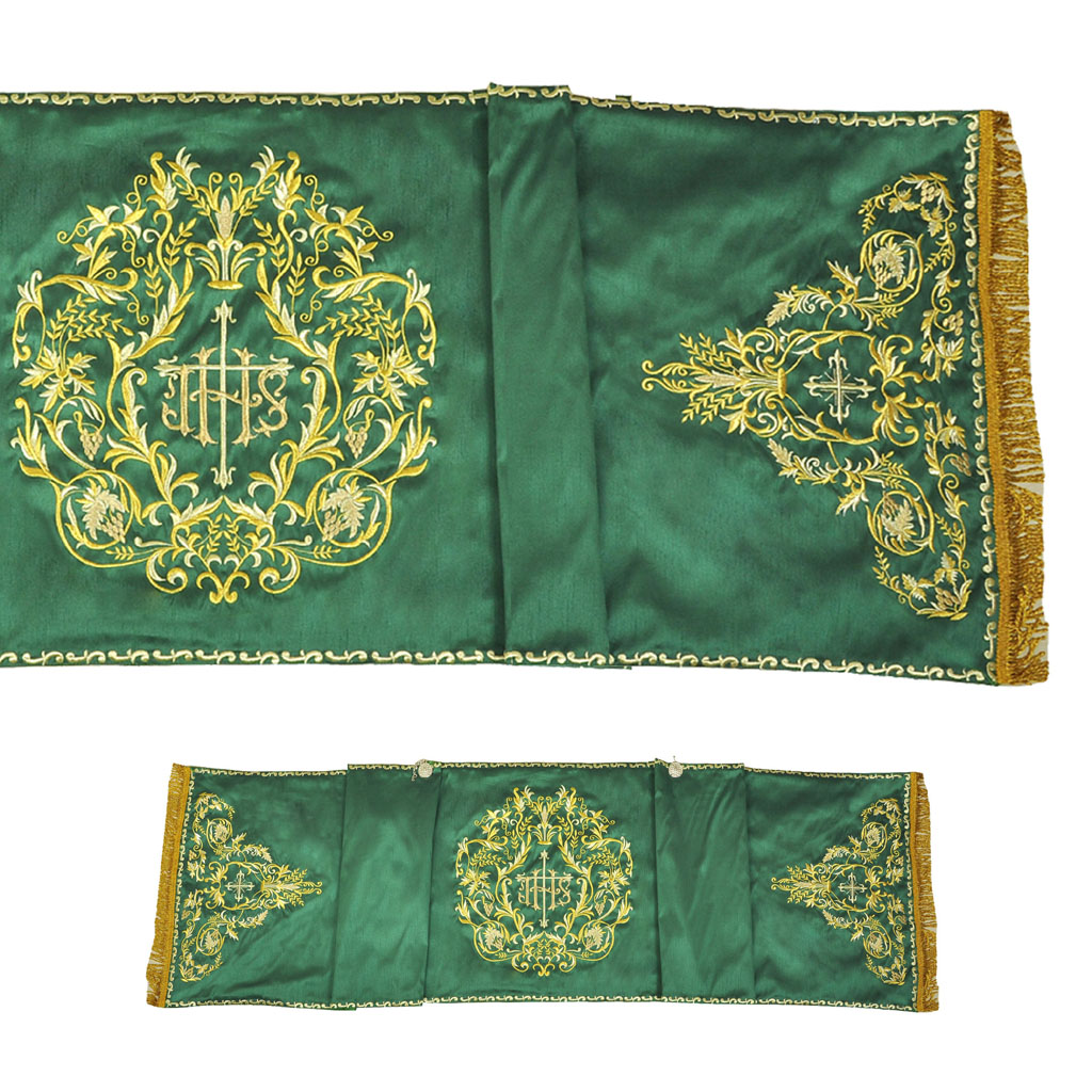 Humeral Veil Green Humeral Veil Fully Embroidered - IHS