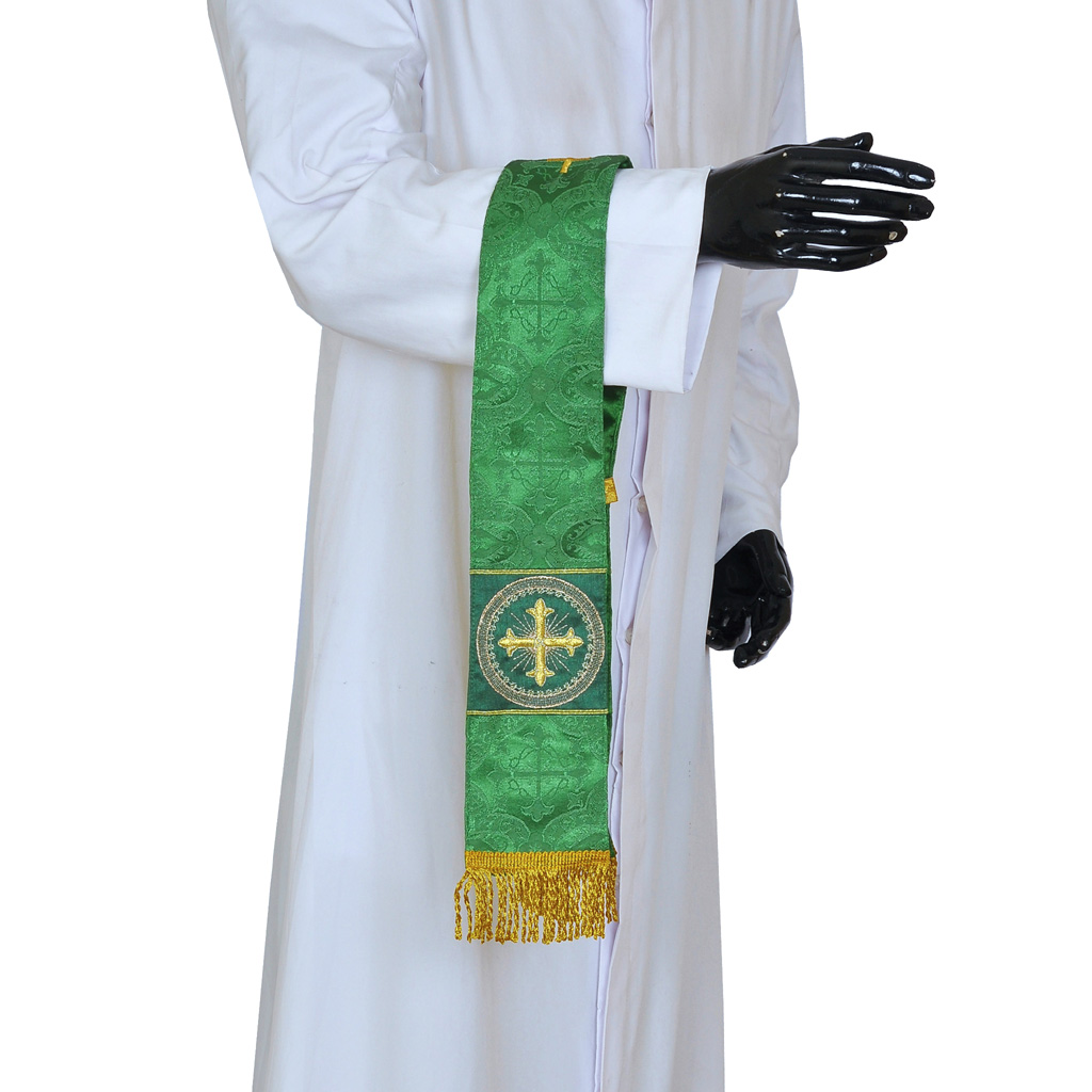 Priest Maniples Green Maniple - Cross Embroidered