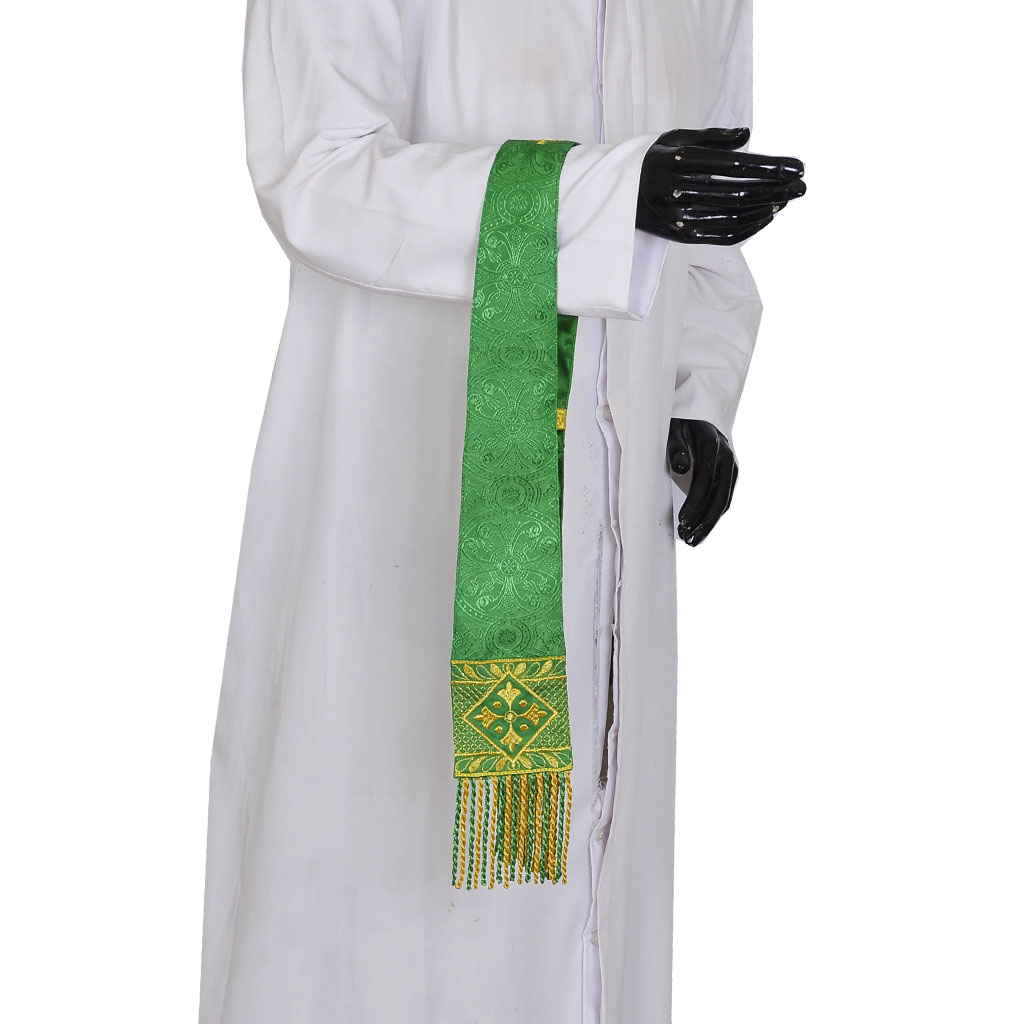 Priest Maniples Green Maniple - Cross Embroidered